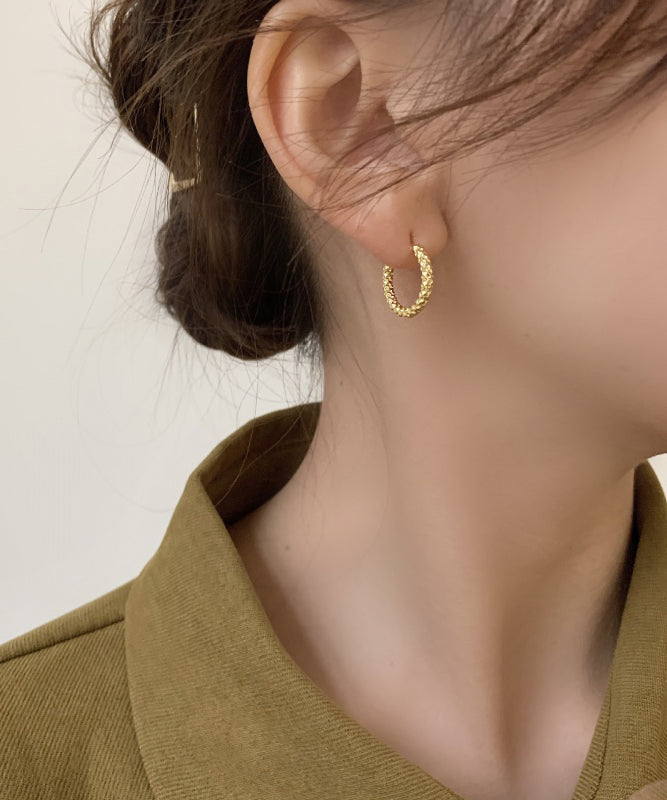 Pendientes de aro de aleación de cobre y oro con diseño original