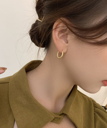 Pendientes de aro de aleación de cobre y oro con diseño original