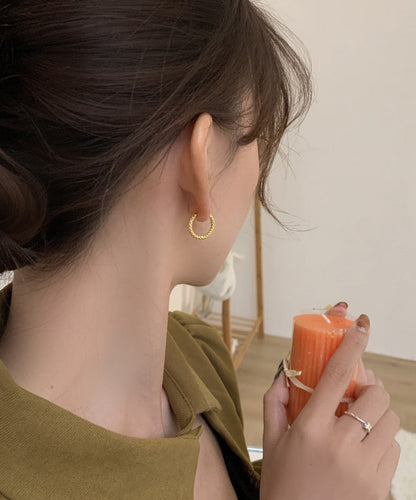 Pendientes de aro de aleación de cobre y oro con diseño original