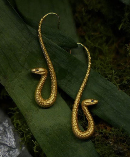 Original Design Gold Copper Overgild Serpentine Hoop Earrings