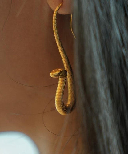 Original Design Gold Copper Overgild Serpentine Hoop Earrings