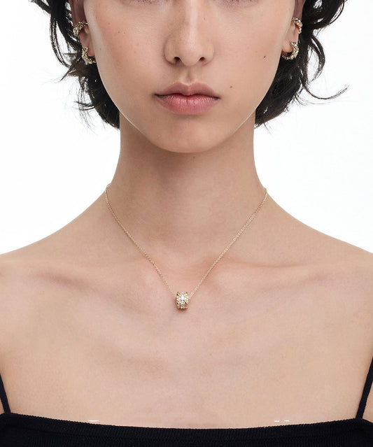 Original Design Gold Copper Overgild Zircon Iris Pendant Necklace