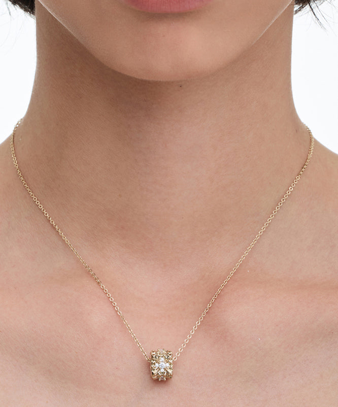 Original Design Gold Copper Overgild Zircon Iris Pendant Necklace