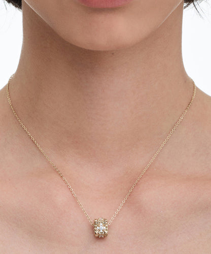 Original Design Gold Copper Overgild Zircon Iris Pendant Necklace