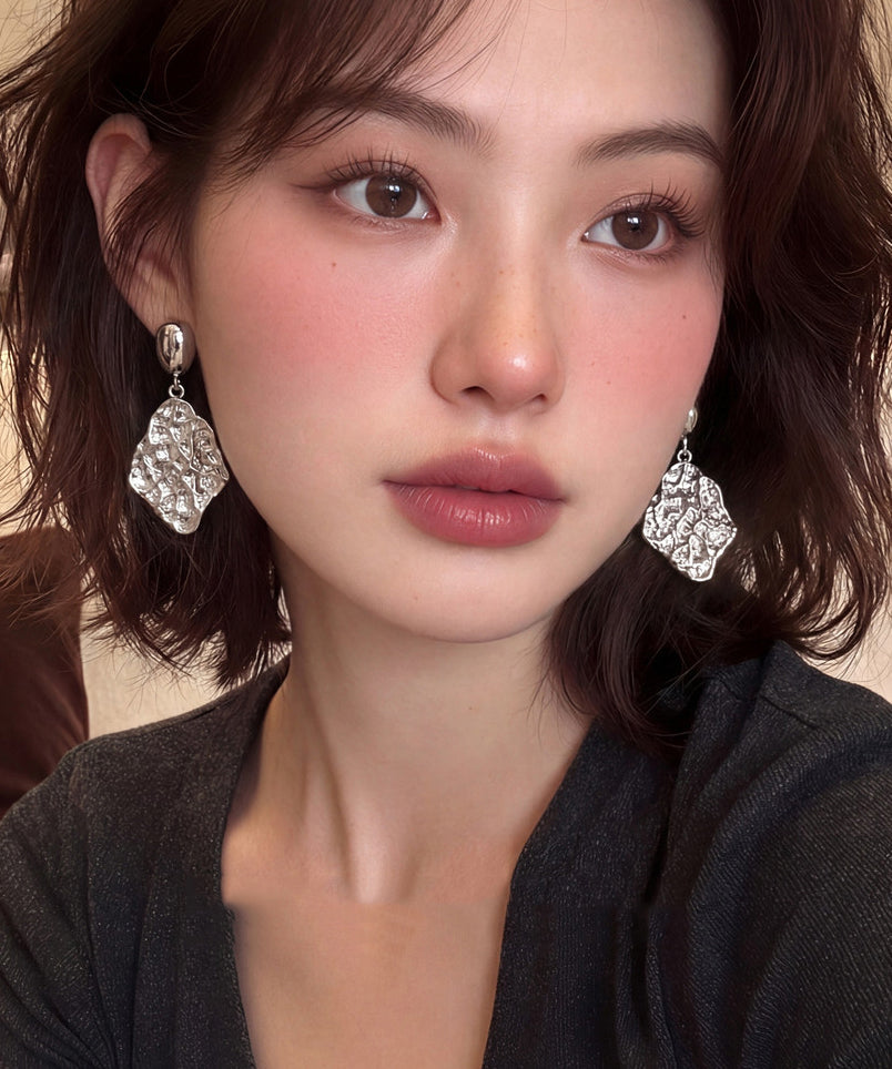 Original Design Gold Metal Alloy Wrinkled Drop Earrings