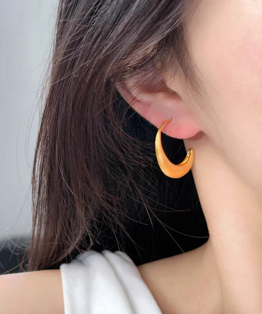 Original Design Gold Metal Overgild C-Shaped Hoop Earrings