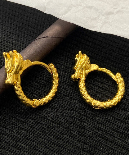 Pendientes de aro con diseño original de animales en plata de ley dorada