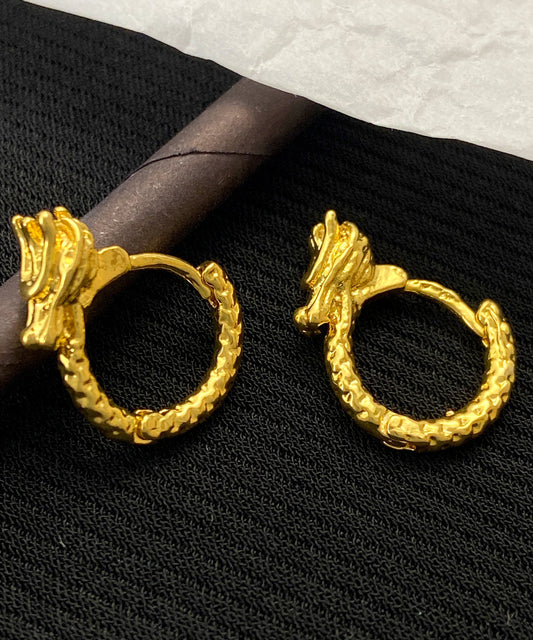 Pendientes de aro con diseño original de animales en plata de ley dorada