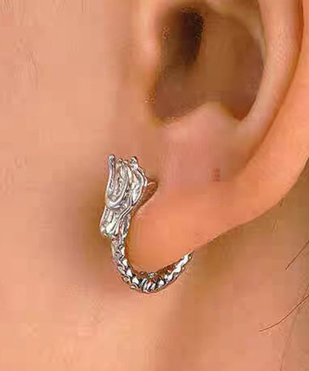 Pendientes de aro con diseño original de animales en plata de ley dorada