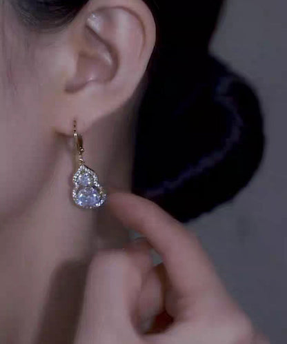 Original Design Gold Sterling Silver Overgild Zircon Calabash Drop Earrings