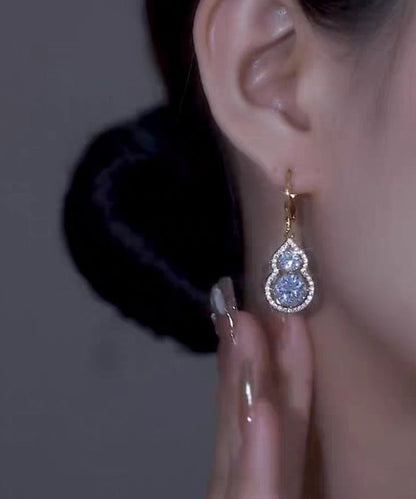 Original Design Gold Sterling Silver Overgild Zircon Calabash Drop Earrings