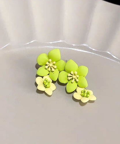 Original Design Green Alloy Floral Drop Earrings
