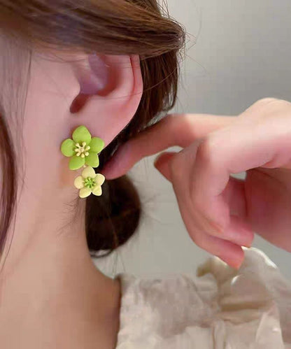 Original Design Green Alloy Floral Drop Earrings