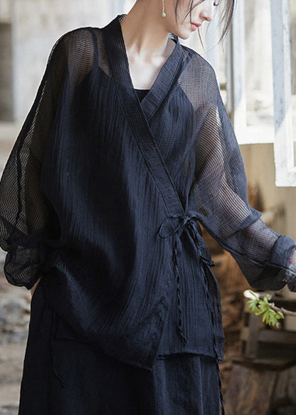 Original Design Grünes Baumwolltop mit V-Ausschnitt und Schnürung für den Sommer