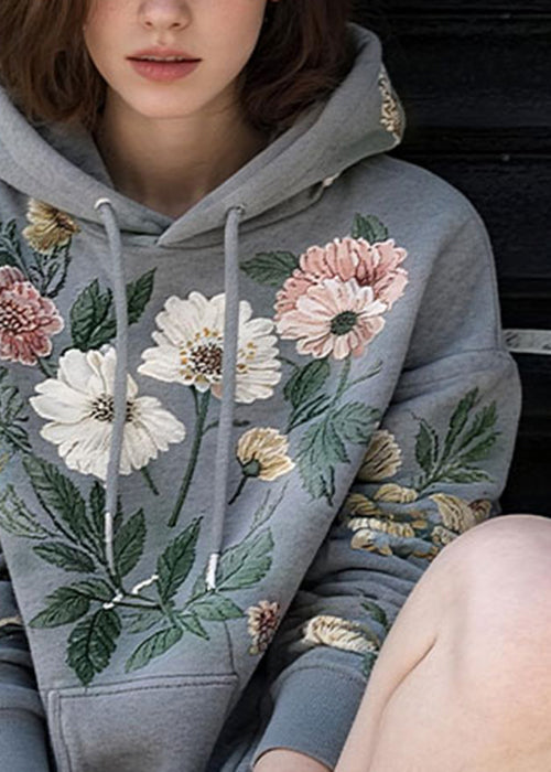 Original Design Grey Print Cozy Cotton Sweatshirt