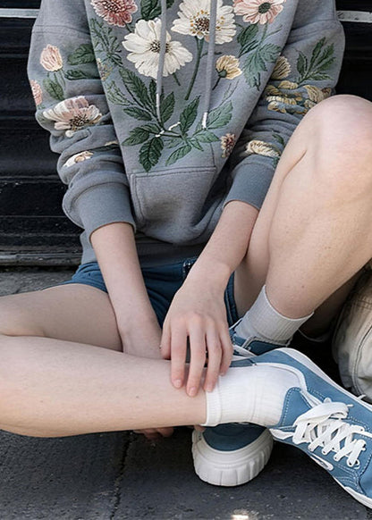 Original Design Grey Print Cozy Cotton Sweatshirt