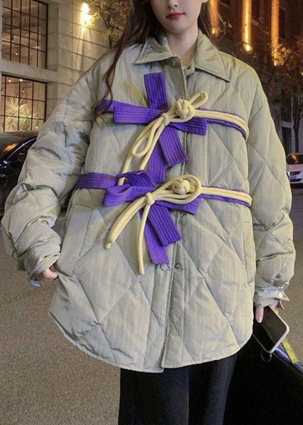 Original Design Khaki Peter Pan Kragen Schleife Orientalischen Knopf Dicke Mäntel