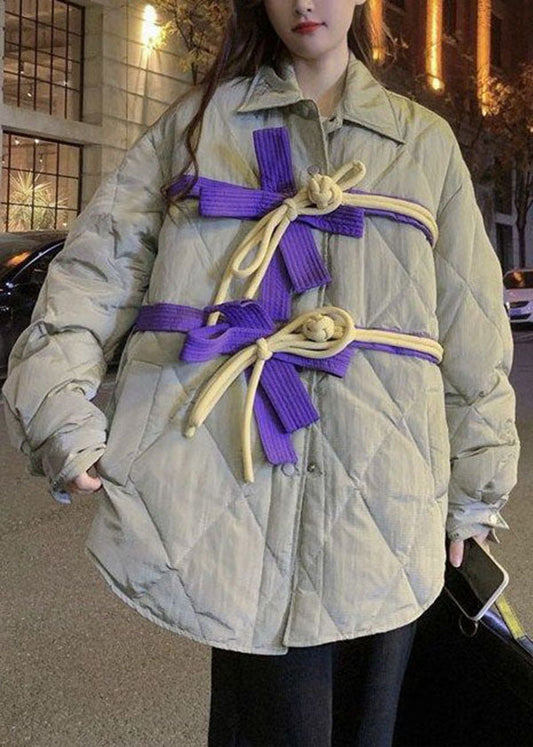 Original Design Khaki Peter Pan Kragen Schleife Orientalischen Knopf Dicke Mäntel