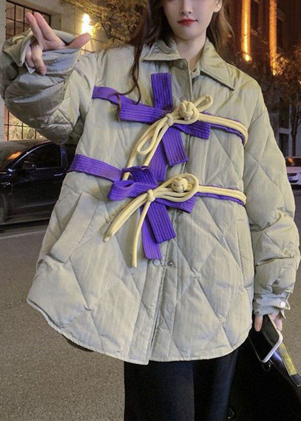 Original Design Khaki Peter Pan Kragen Schleife Orientalischen Knopf Dicke Mäntel