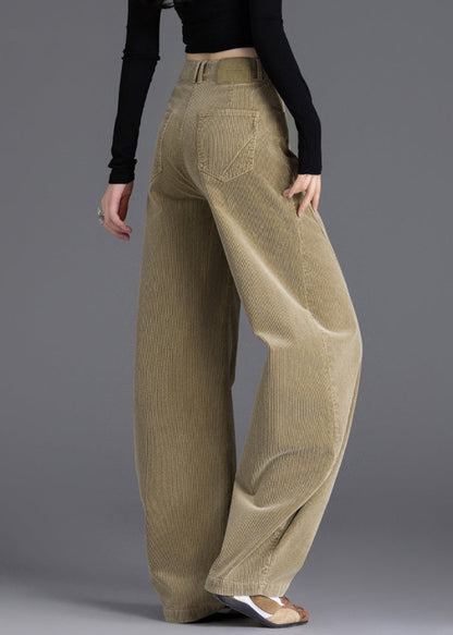 Original Design Khaki Cordhose mit Taschen und hohem Bund für den Frühling