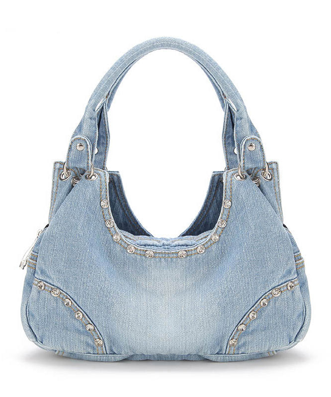 Original Design Light Blue Zircon Denim Hobo Bag