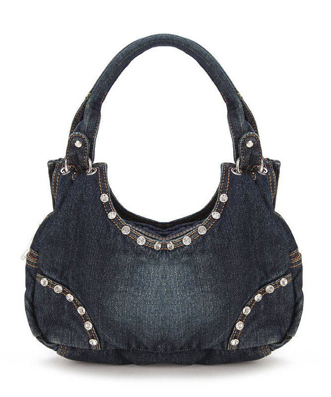 Original Design Light Blue Zircon Denim Hobo Bag