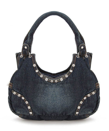 Original Design Light Blue Zircon Denim Hobo Bag