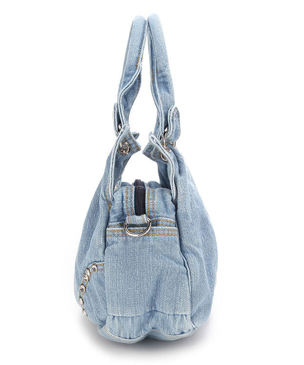 Original Design Light Blue Zircon Denim Hobo Bag
