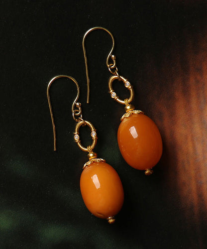 Original Design Orange Alte Gold Zirkon Bienenwachs Tropfen Ohrringe
