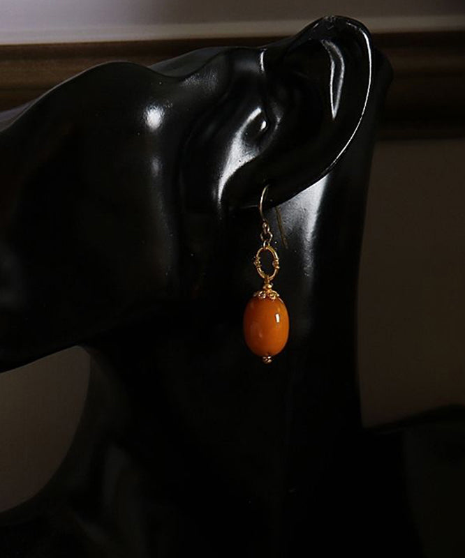 Original Design Orange Alte Gold Zirkon Bienenwachs Tropfen Ohrringe