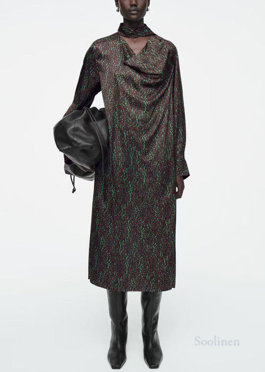 Original Design Polychrome Print With Scarf Cotton Dress Spring