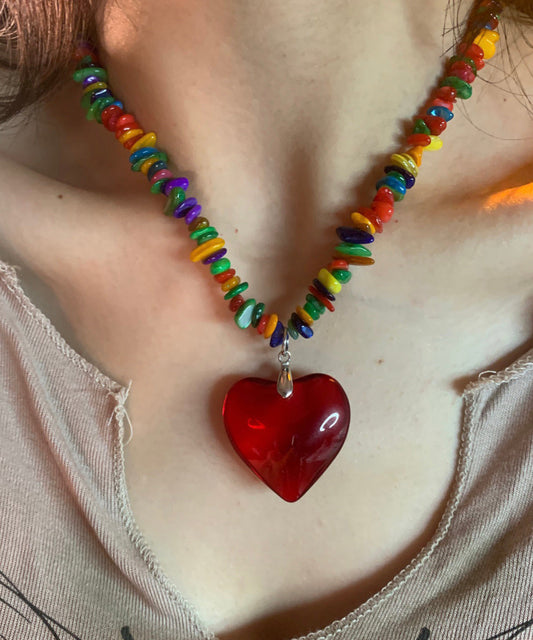 Original Design Rainbow Alloy Love Pendant Necklace