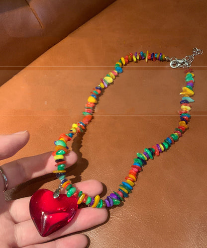 Original Design Rainbow Alloy Love Pendant Necklace