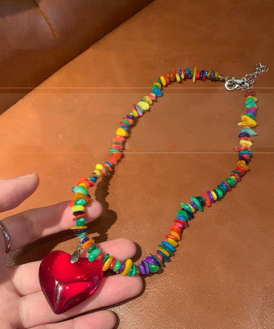 Original Design Rainbow Alloy Love Pendant Necklace