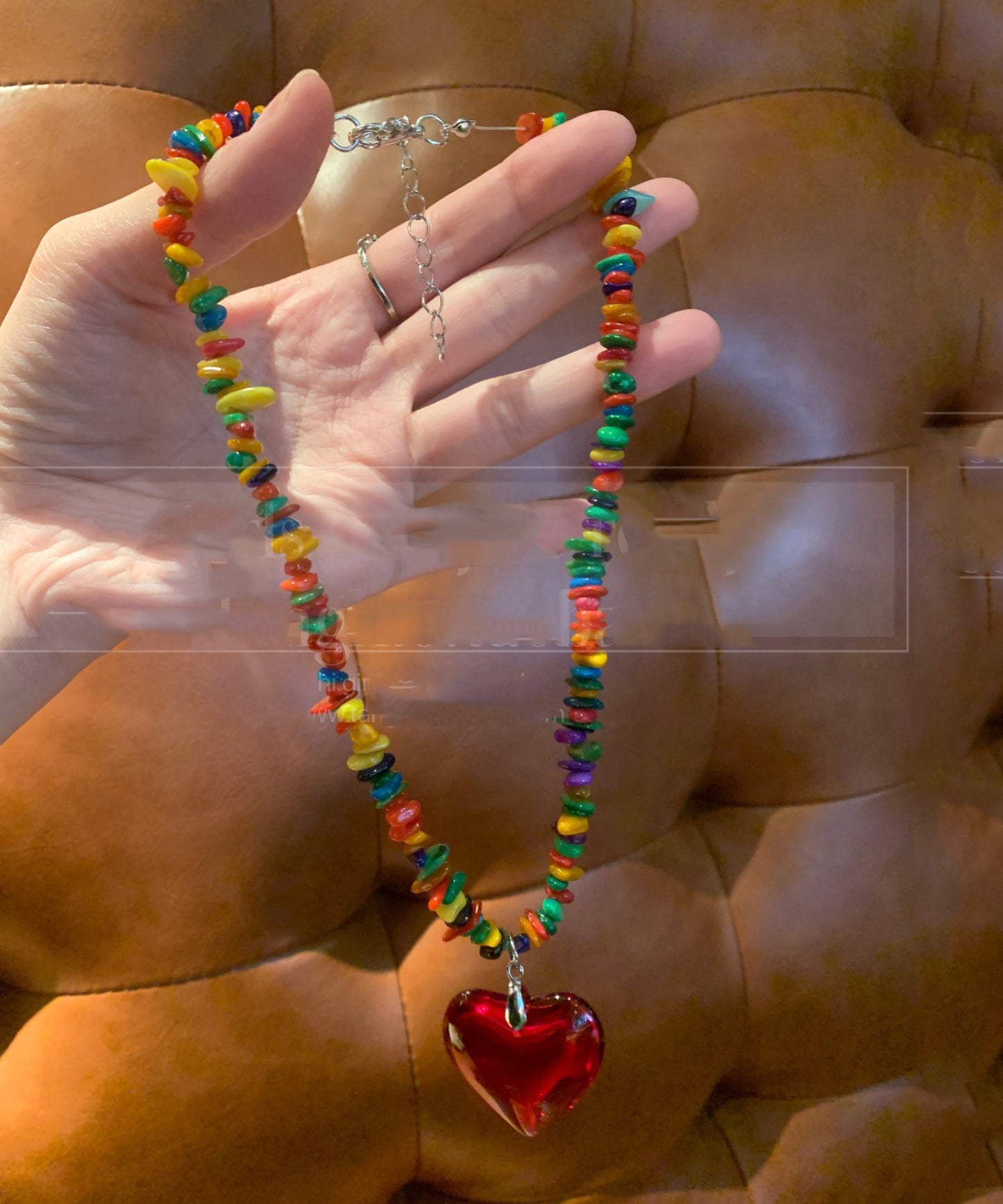 Original Design Rainbow Alloy Love Pendant Necklace