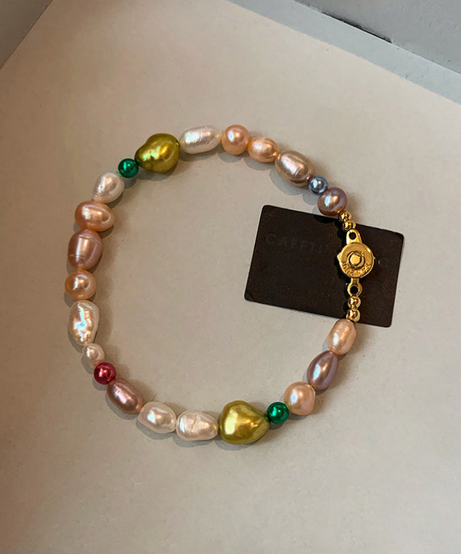 Original Design Rainbow Alloy Pearl Beading Bracelet