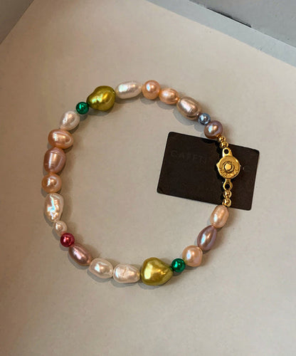 Original Design Rainbow Alloy Pearl Beading Bracelet