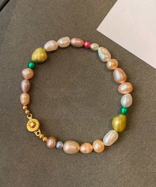 Original Design Rainbow Alloy Pearl Beading Bracelet