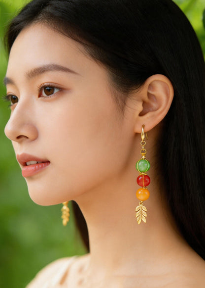 Original Design Rainbow Crystal Oriental Drop Earrings