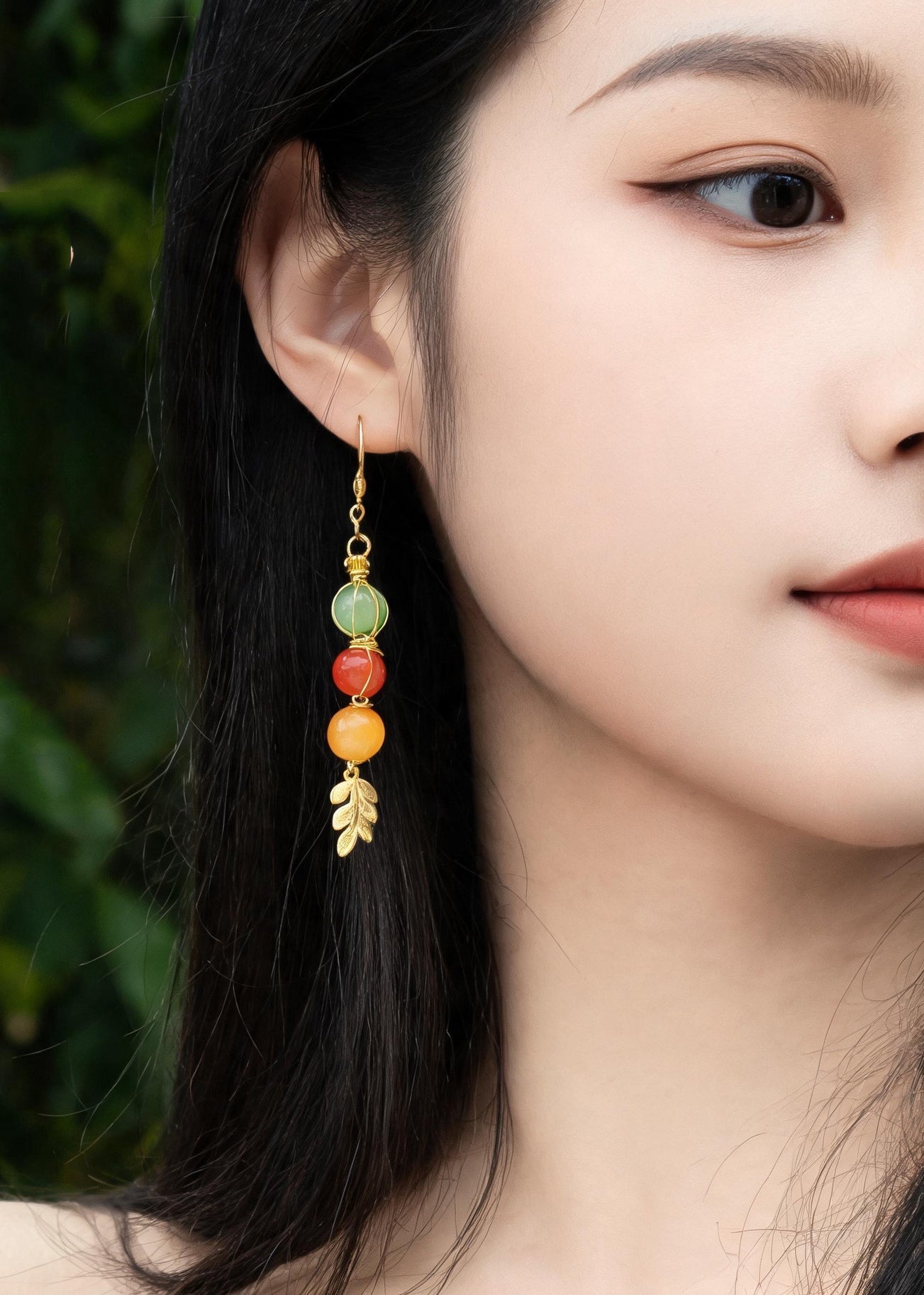Original Design Rainbow Crystal Oriental Drop Earrings