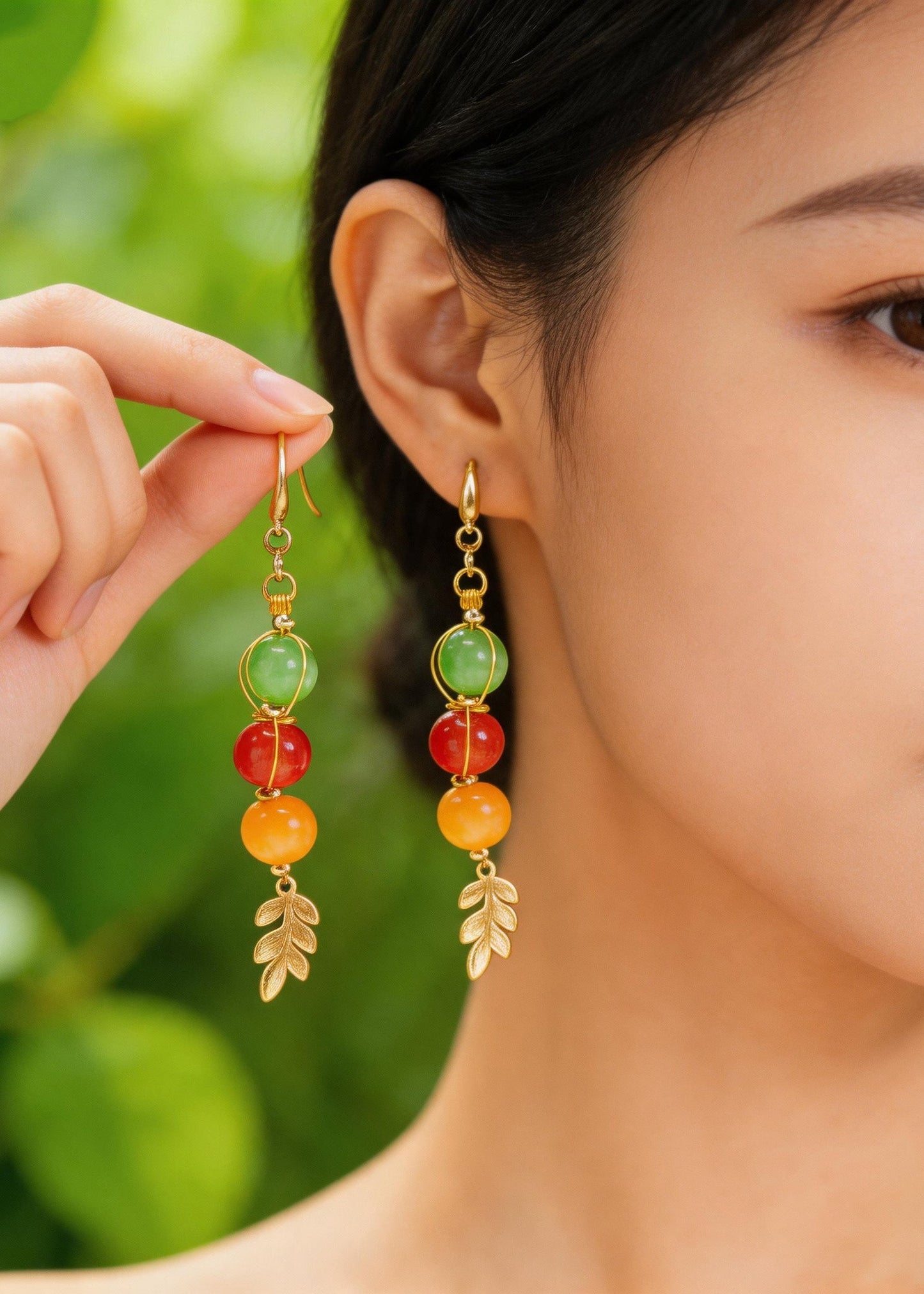 Original Design Rainbow Crystal Oriental Drop Earrings