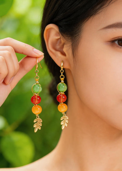 Original Design Rainbow Crystal Oriental Drop Earrings