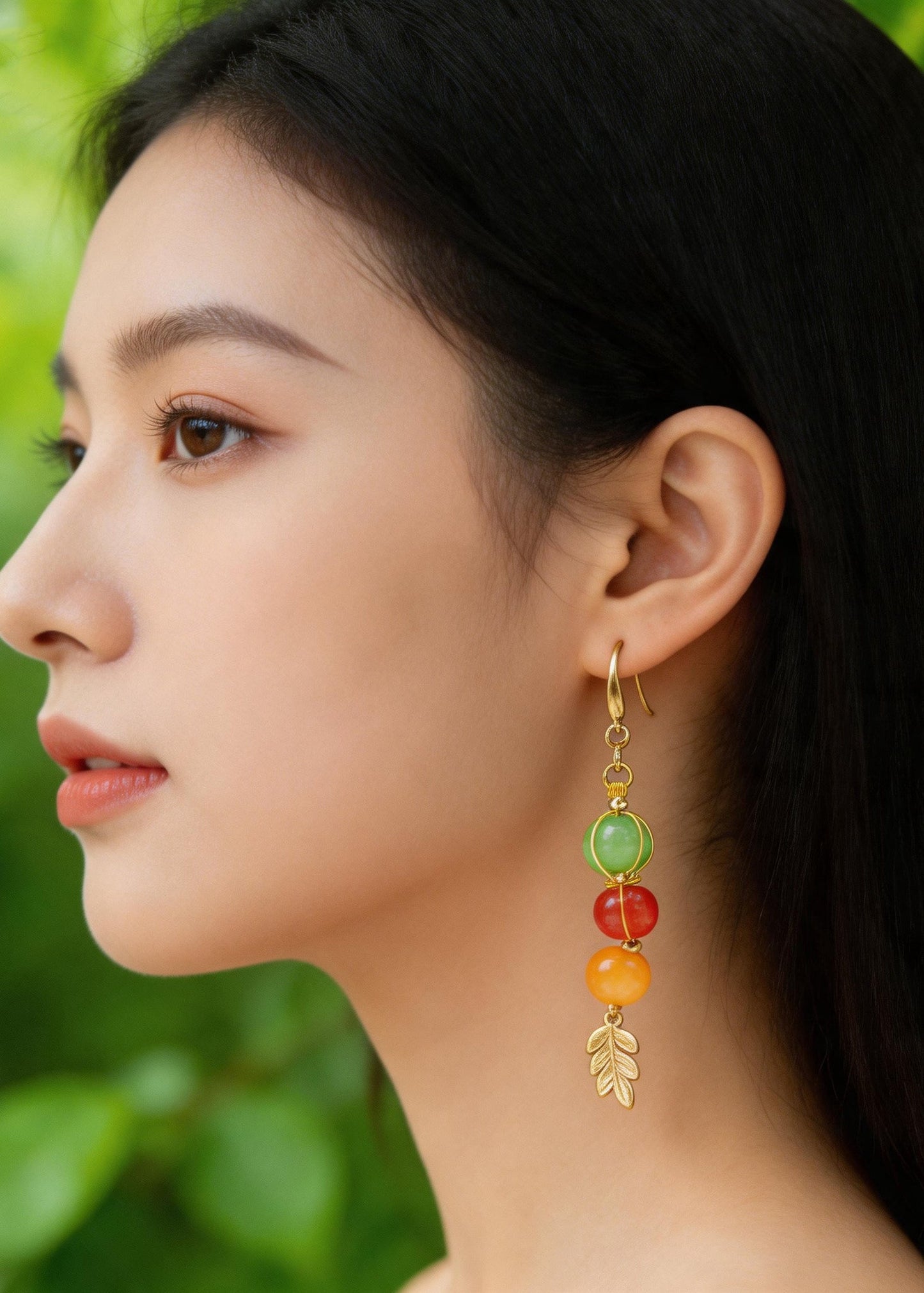 Original Design Rainbow Crystal Oriental Drop Earrings