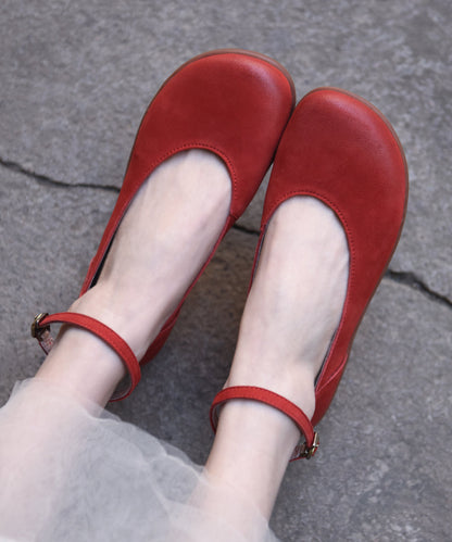 Original Design Red Buckle Strap Splicing Platform Flats Shoes