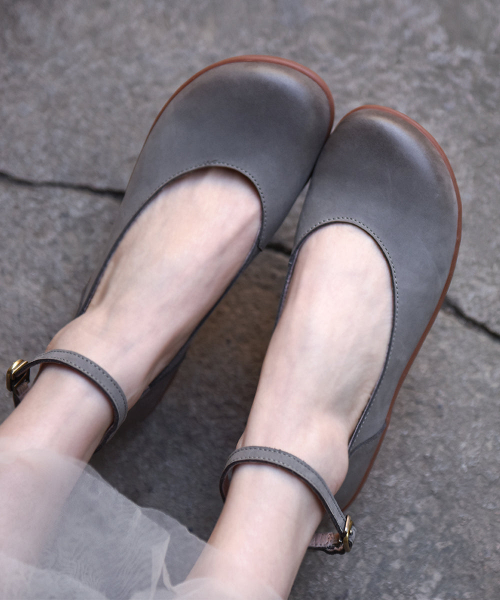 Original Design Red Buckle Strap Splicing Platform Flats Shoes