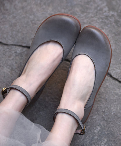 Original Design Red Buckle Strap Splicing Platform Flats Shoes