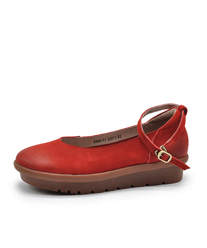 Original Design Red Buckle Strap Splicing Platform Flats Shoes