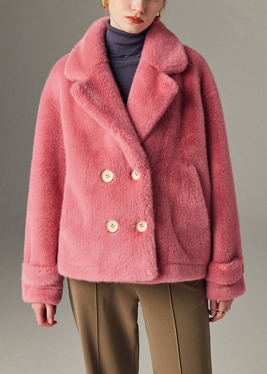 Original Design Rosenknopftaschen Uni-Nerzhaarmäntel