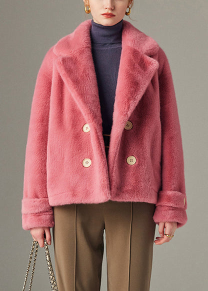 Original Design Rosenknopftaschen Uni-Nerzhaarmäntel