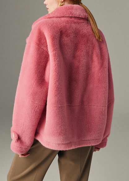 Original Design Rosenknopftaschen Uni-Nerzhaarmäntel